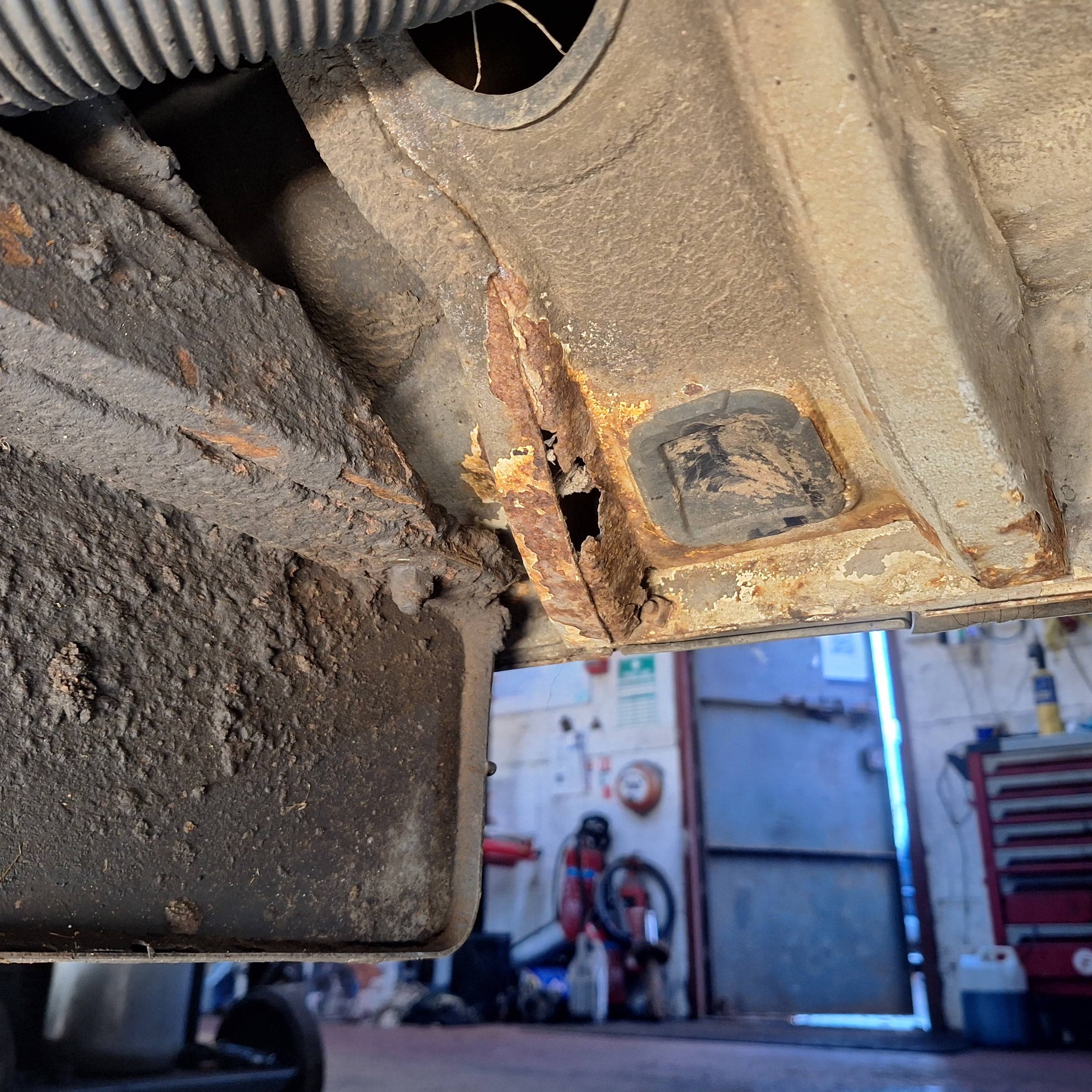 Rust and corrosion on vehicle undercarriage