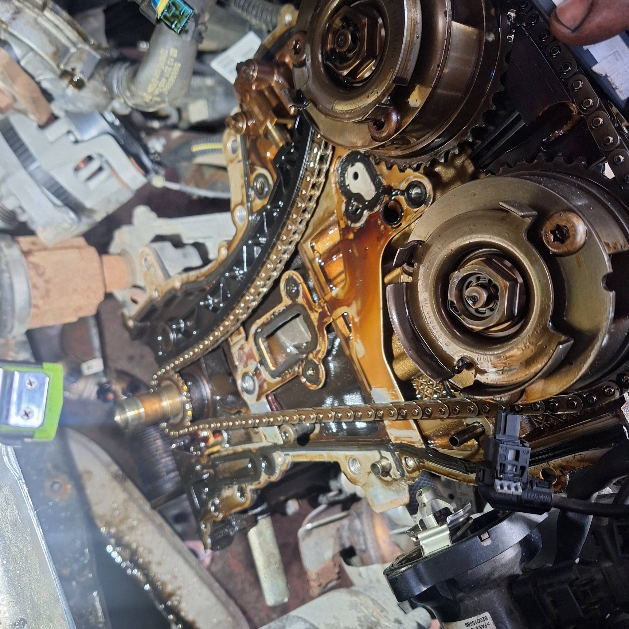 Disassembled engine showing internal components